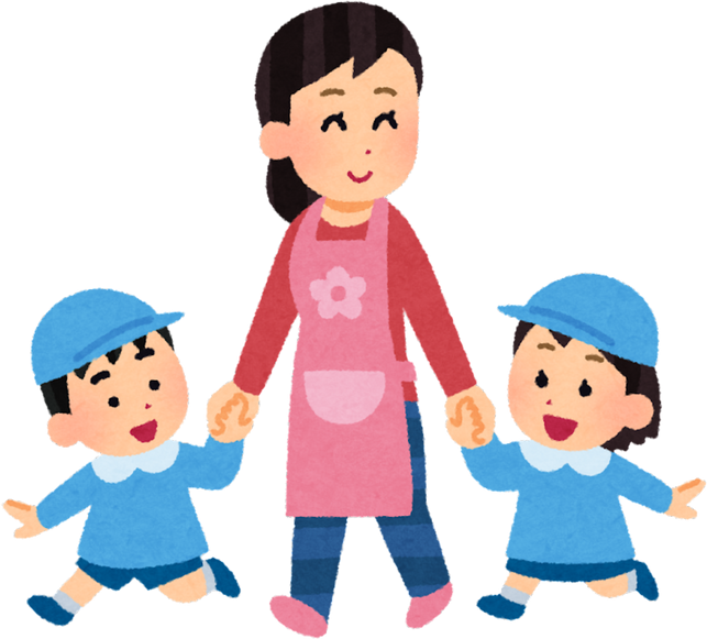 Illustration of a Kindergarten Teacher Walking with Children